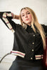 Teen Boss Black Corduroy Jacket with striped ribbing