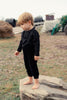 Mini Nod Velour Baby Black Overall With Collared Top