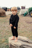 Mini Nod Velour Baby Black Overall With Collared Top