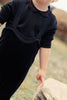 Mini Nod Velour Baby Black Overall With Collared Top