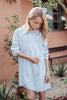 Mini Nod Rounded Button Soft Blue Dress