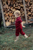 Mini Nod Velour Baby Wine Overall With Collared Top