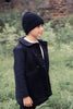 Mini Nod Girl's Black Rounded Collar Coat  + Hat