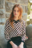 Urban Edge Checkered Heart Black & White Polo Sweater