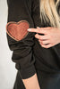 Teen Boss Black/Luggage Sherpa Heart Patch Top