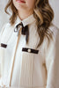 Coco Blanc Pleated Cream Dress