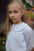 Retrokid Cotton with Embroidered Collar Blouse Soft Blue