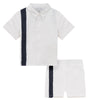 Mann Coordinated Stripe White/Navy Set