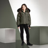 Ellabee Chira Oversized Jacket Zipper Olive Black-Racoon Fur Coat