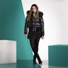 Ellabee Celine Bomber Burgundy Accent Black-Racoon Fur Coat