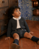 Retrokid Arthur Baby Boy Button Up Gray/ Cream Set.
