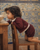 Retrokid Emerson Baby Girl Shirt + Bloomer Burgundy/ Floral Set.