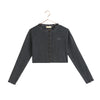 Retrokid Emerson Ruffle Knit Crop Gray Cardigan.