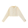 Retrokid Emery Ribbed Cropped Cream Cardigan