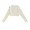Retrokid Emery Ribbed Cropped Cream Cardigan