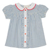 Floss River Short Sleeve Blue /Soft White Blouse