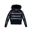 Ellabee Celine Bomber Burgundy Accent Black-Racoon Fur Coat