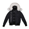 Ellabee Adelle Canvas Pom-Pom Bomber Black- White Fox Fur Coat