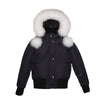 Ellabee Adelle Canvas Pom-Pom Bomber Black- White Fox Fur Coat