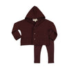 Farren and Me Hooded Washed Burgundy Cardigan Set