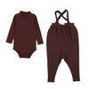 Farren and Me French Terry Overall and Mockneck Onesie Washed Burgundy Set