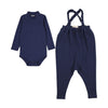 Farren and Me French Terry Overall and Mockneck Onesie Washed Blue Set