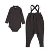 Farren and Me French Terry Overall and Mockneck Onesie Washed Black Set