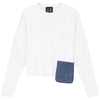 Gem Cropped T-Shirt With Pocket White/Denim Tshirt