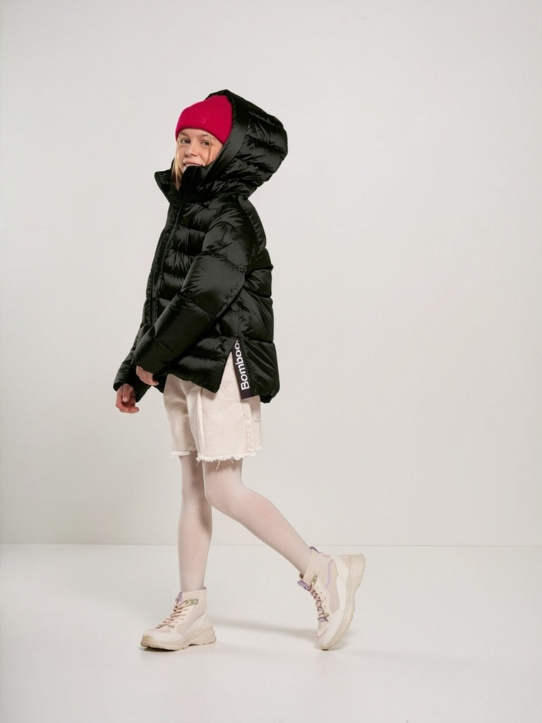 Bomboogie Hooded Girl Down Black Coat