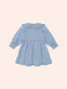 Huxbaby Vintage Bow Collar Denim Blue Stripe Dress