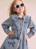 Huxbaby Vintage Bow Collar Denim Blue Stripe Dress