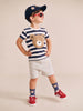 Huxbaby Furry Huxbear Stripe Navy/Almond Milk Tee