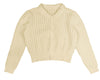HEV Collar Textured Knit Ivory Sweater