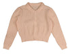 HEV Collar Textured Knit Peach Sweater