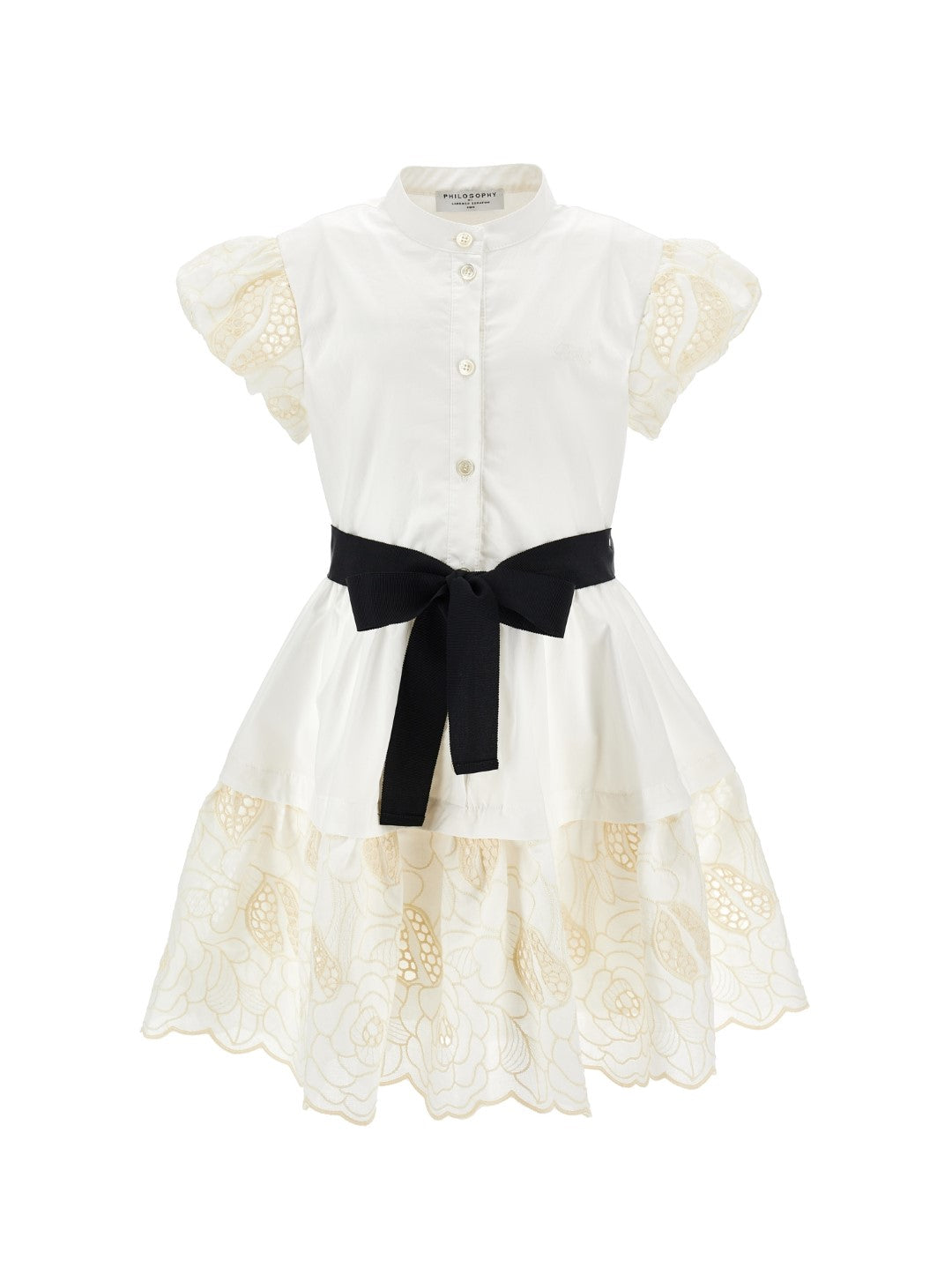 Philosophy Button Down Off White Dress With Embroidery