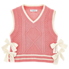 Philosophy Knit Coral Vest With Bows On Sides