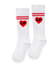 Little Parni Heart Play White/Coral Knee Socks LP-006