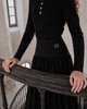 Retrokid Isla Velvet Ribbed Maxi Black Skirt.