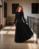 Retrokid Isla Velvet Ribbed Maxi Black Skirt.