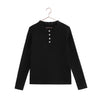 Retrokid Isla Knit Jewel Button with Ruffle Neck Black Sweater.
