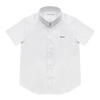 Little Parni Boys Short Sleeve Black Logo White Shirt K524