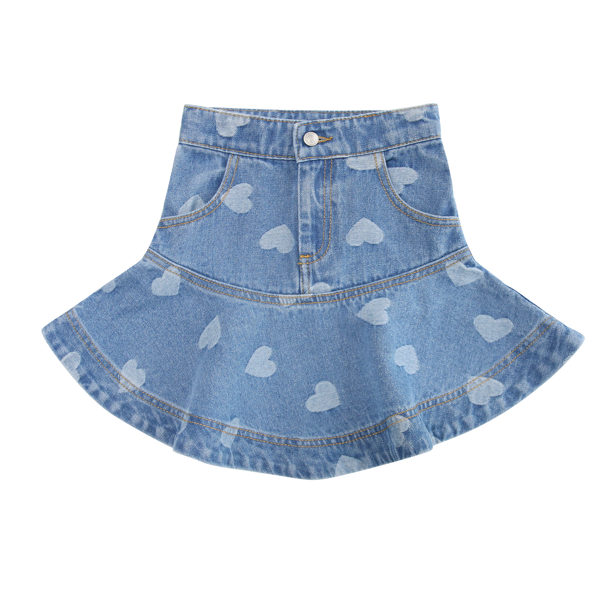 Little Parni Heart Denim Skirt K599 | Macaroni Kids