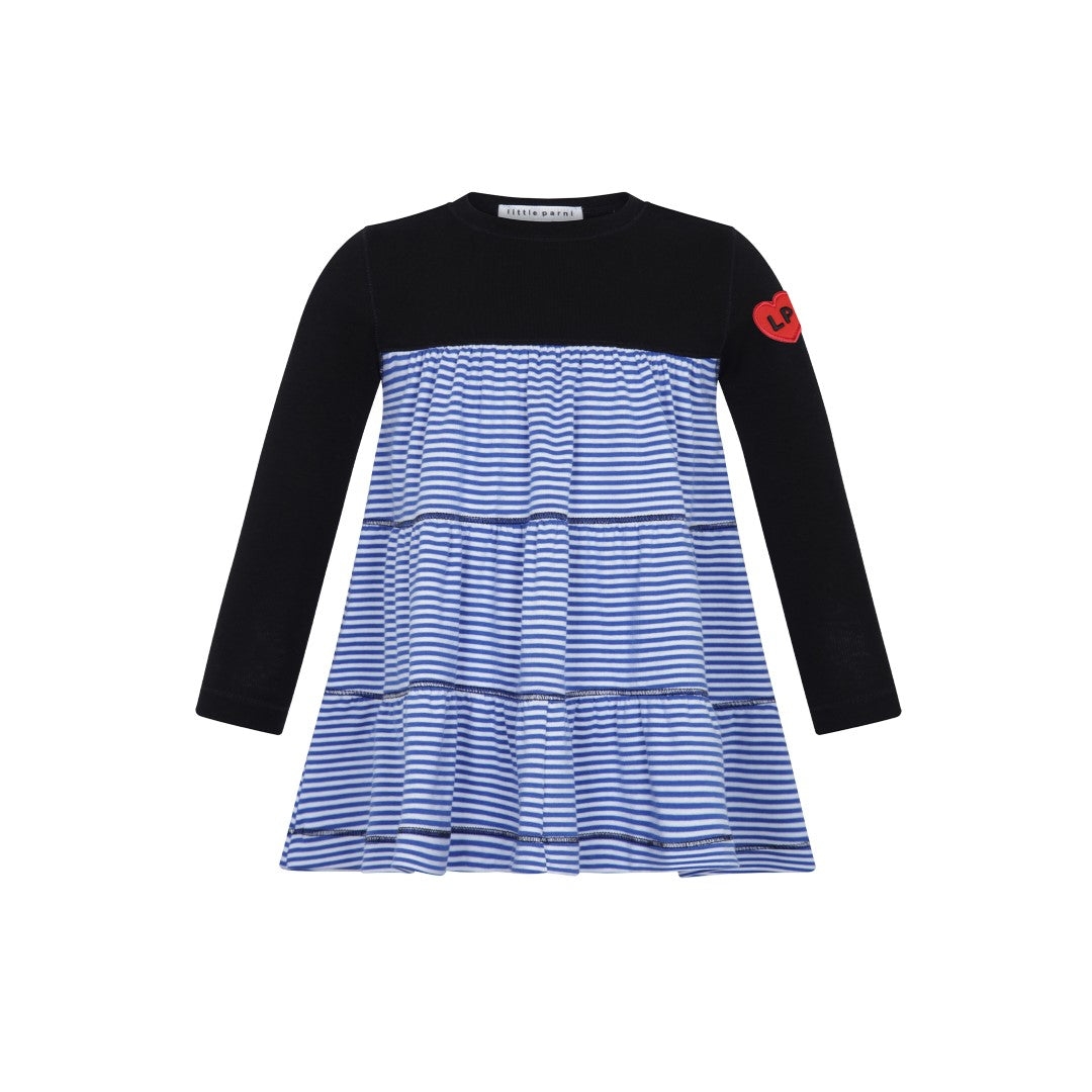Little Parni Varsity Tiered Royal Blue/White Dress K618 4Y / Blue, Size 4Y | Macaroni Kids Little Parni Varsity Tiered Royal Blue/White Dress K618 4Y / Blue, Size 4Y | Macaroni Kids