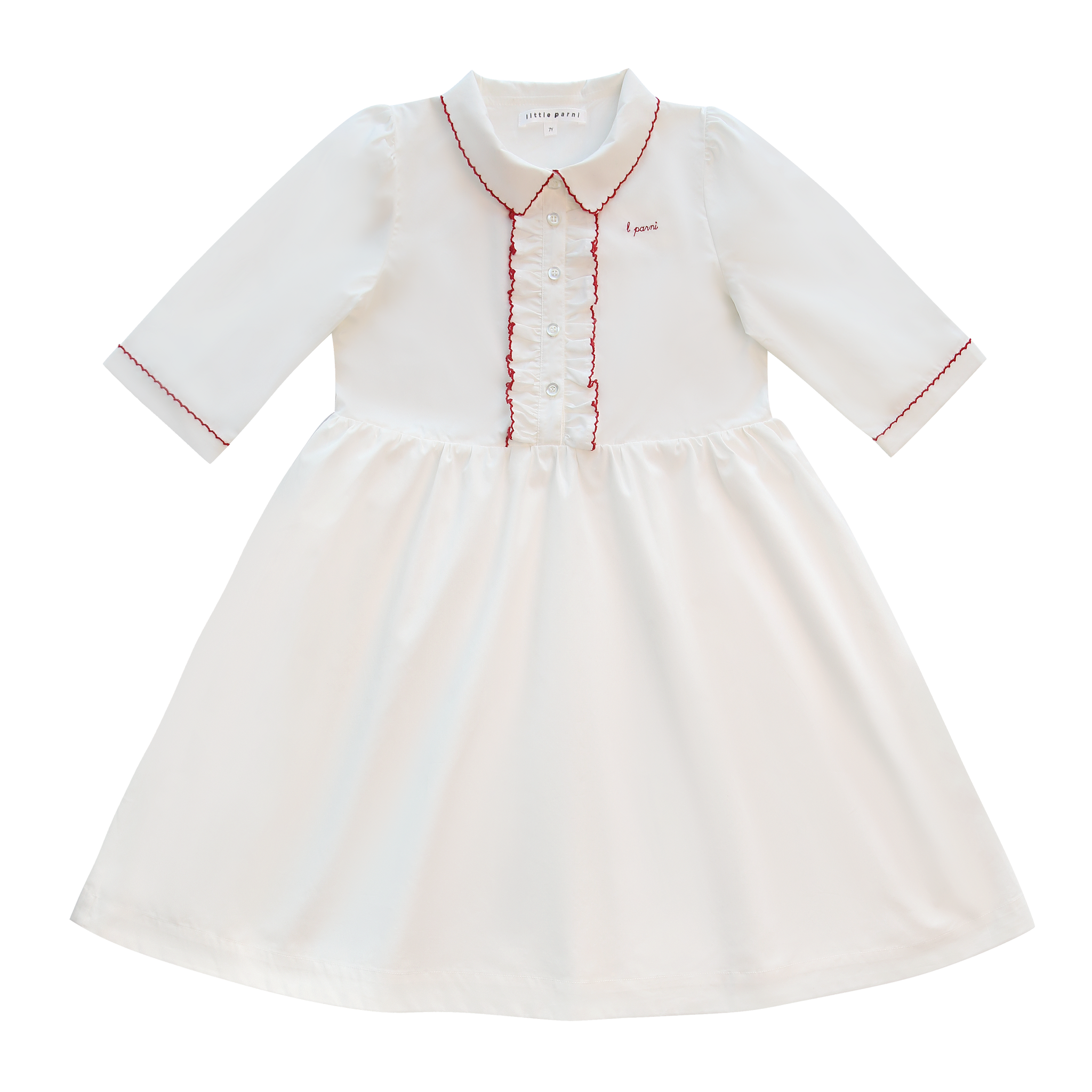 fitted lace wedding dress Little Parni Pico Long Sleeves White Dress K646