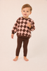 Little Parni Argyle Brown Sweatshirt+Leggings Set K711