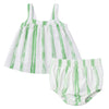 Kix Striped Denim Baby Girl White/Green Set