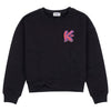 Kix Print Detail Twist Black Sweatshirt.