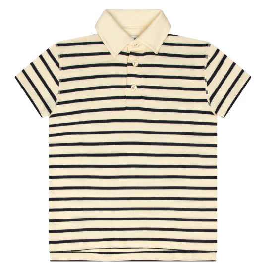 Little Parni Wide Striped Boys Navy/Ivory Polo K615