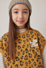 Tocoto Vintage Plush Animal Print Mustard Vest