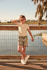 Little Parni Wide Striped Short Sleeves Grey/Ivory Tshirt K613